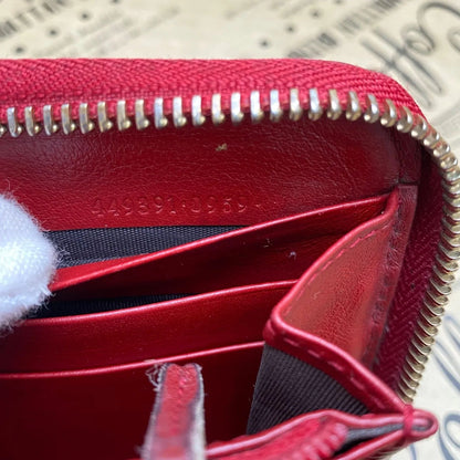 Gucci Wallet Micro GG Leather Red Round Card Billfold Coin — view 6