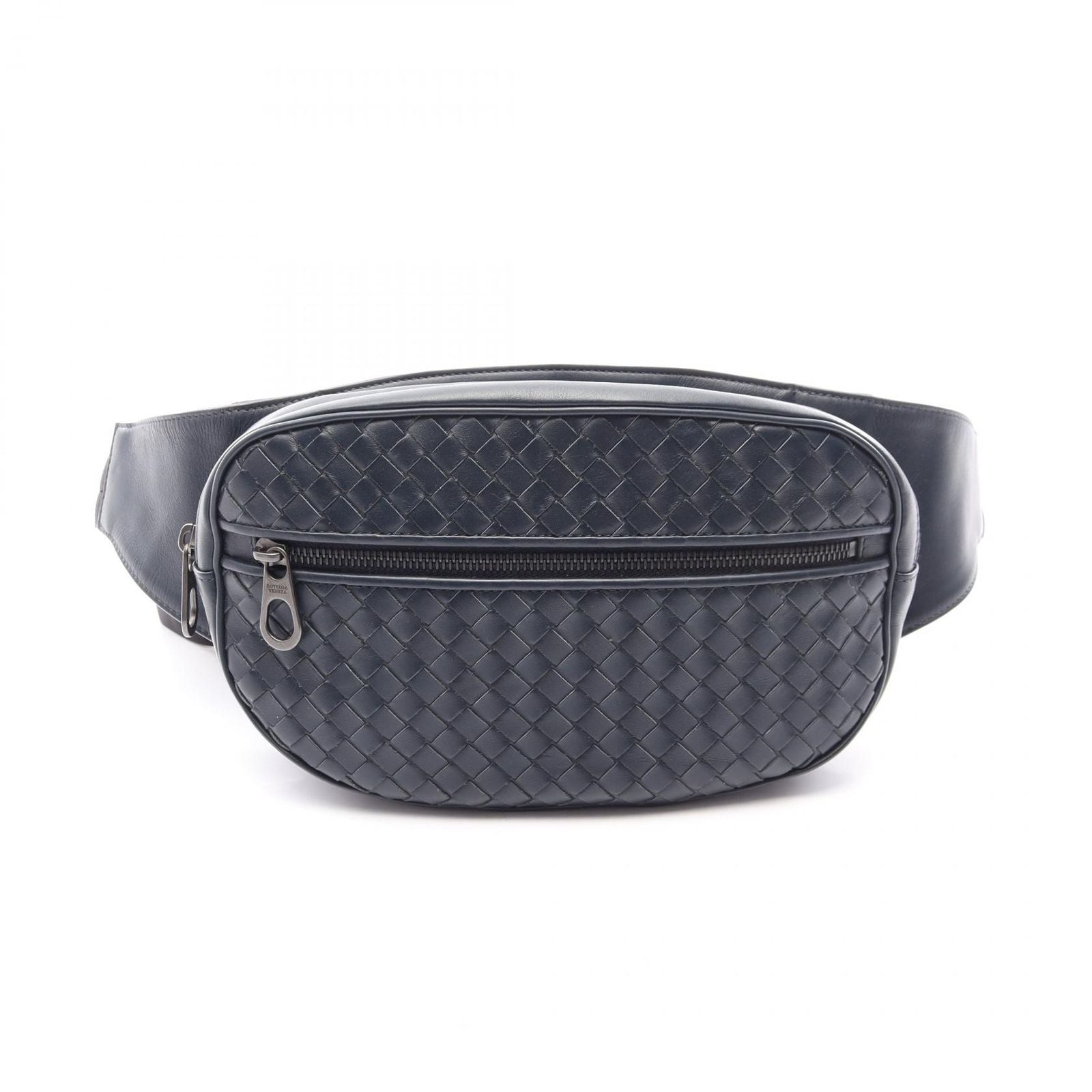 Bottega Veneta Waist Bag Intrecciato Navy Leather