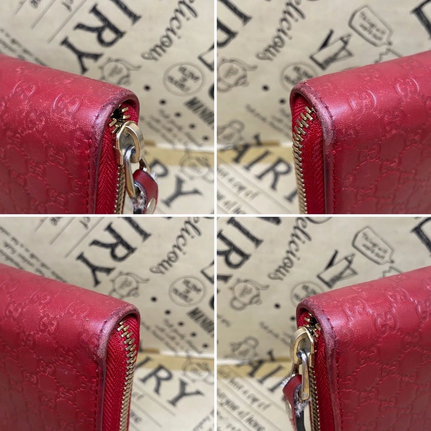 Gucci Wallet Micro GG Leather Red Round Card Billfold Coin — view 7