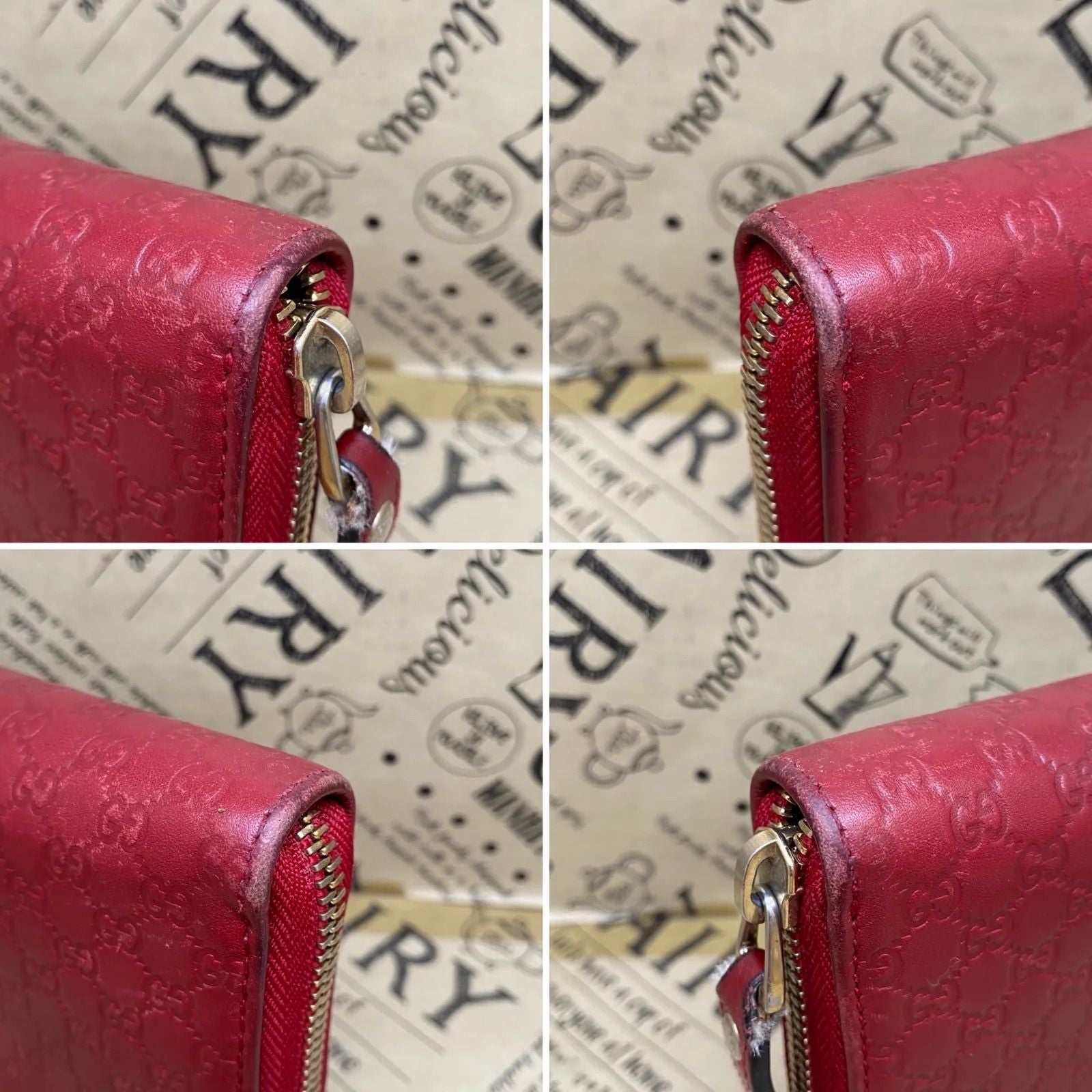 Gucci Wallet Micro GG Leather Red Round Card Billfold Coin — view 7