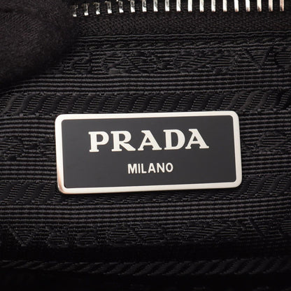 Prada Shoulder Bag Tessuto Impuntu Black Nylon Saffiano Leather Triangle Logo — view 4
