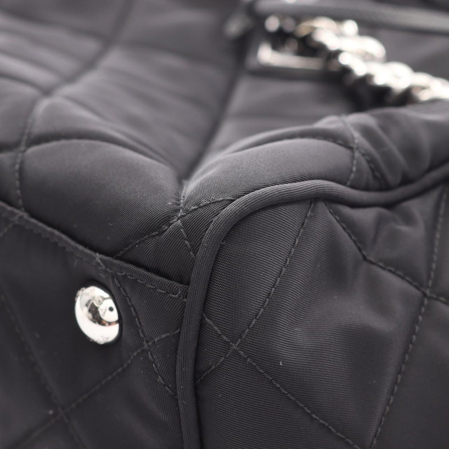 Prada Shoulder Bag Tessuto Impuntu Black Nylon Saffiano Leather Triangle Logo — view 5