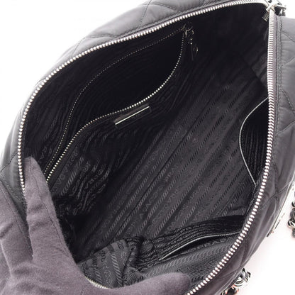 Prada Shoulder Bag Tessuto Impuntu Black Nylon Saffiano Leather Triangle Logo — view 3