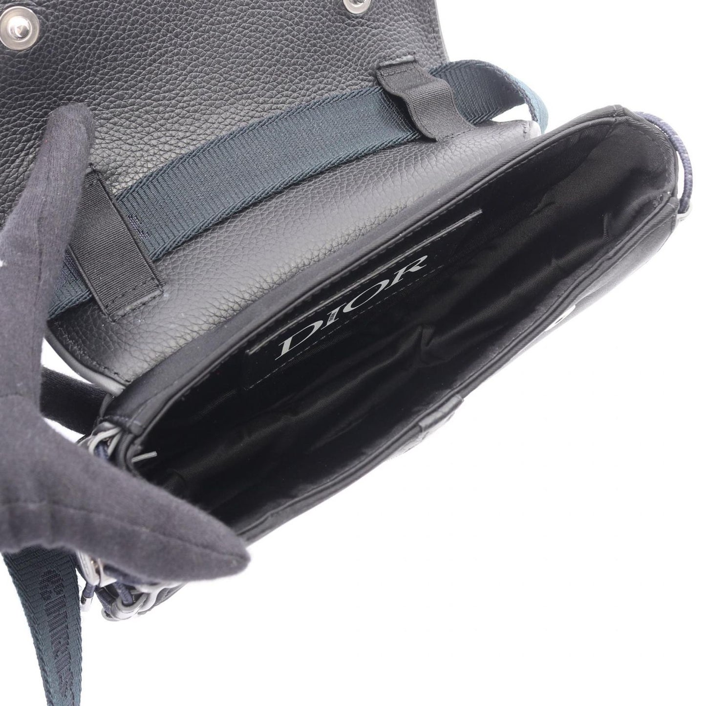 Dior Shoulder Bag Sacai Saddle Black Nylon Leather Mini — view 3
