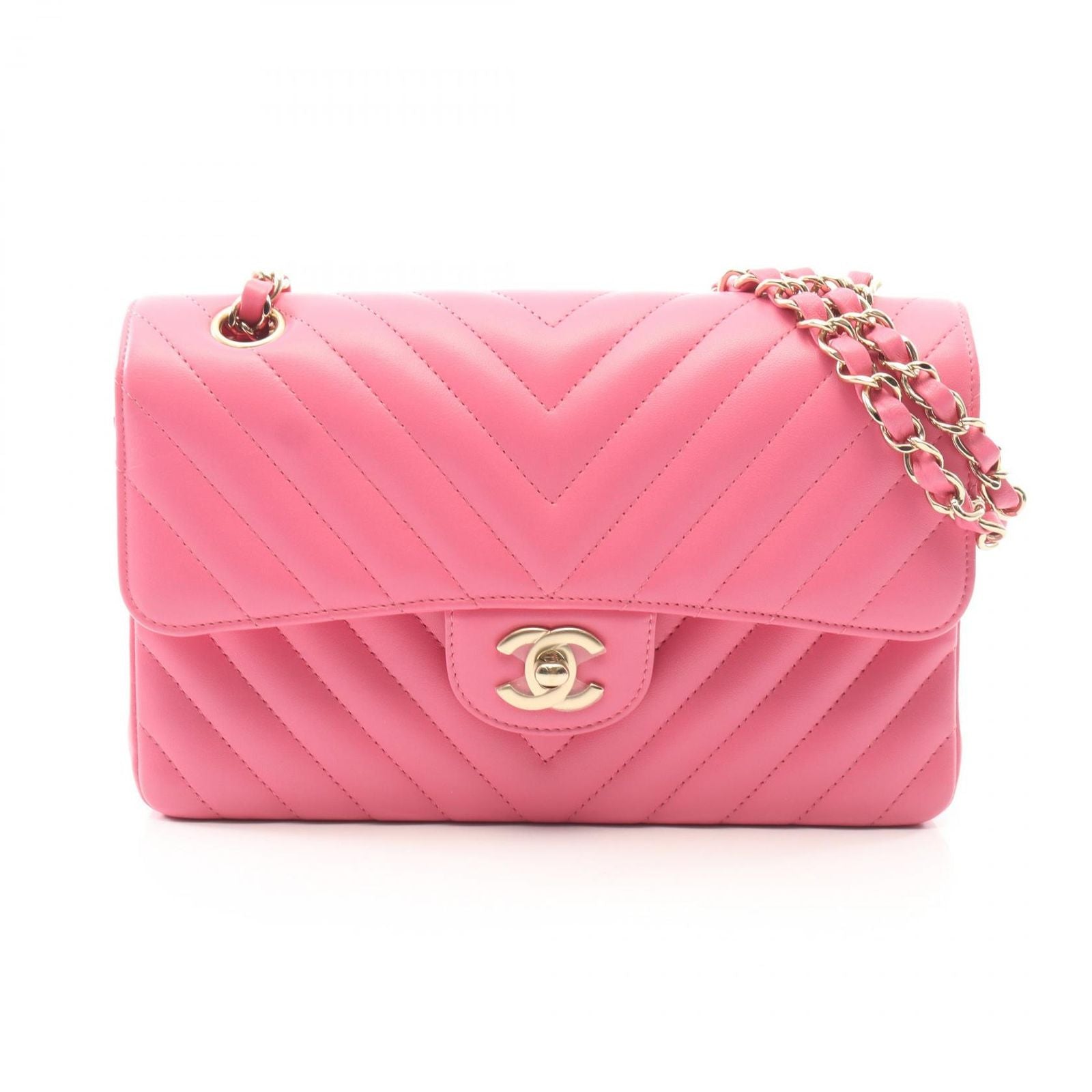Chanel Shoulder Bag Chain Pink Lambskin