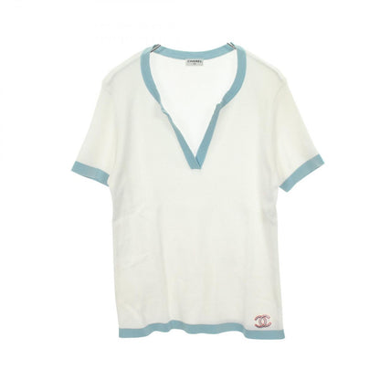 Chanel Knit CC Logo Short Sleeve Cotton Sweater