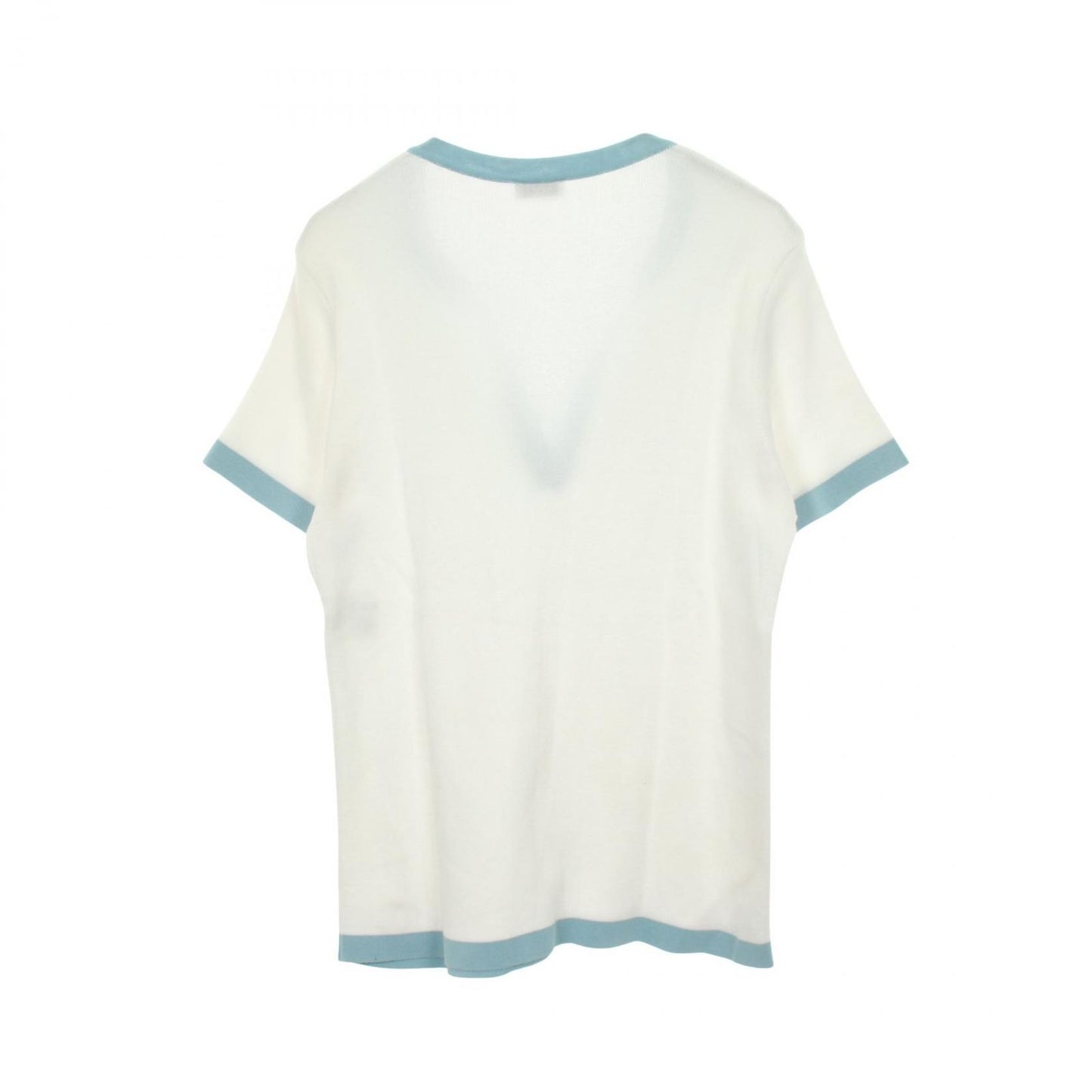 Chanel Knit CC Logo Short Sleeve Cotton Sweater — view 2