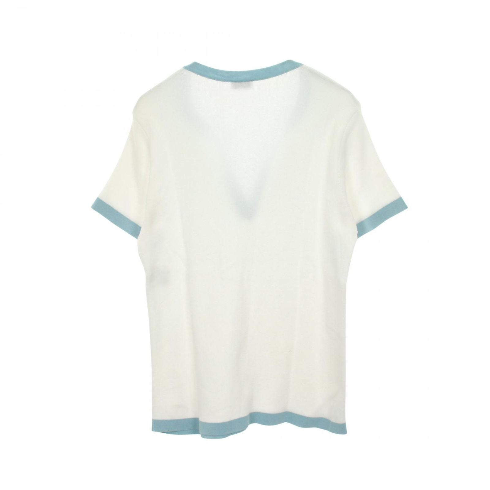 Chanel Knit CC Logo Short Sleeve Cotton Sweater — view 2