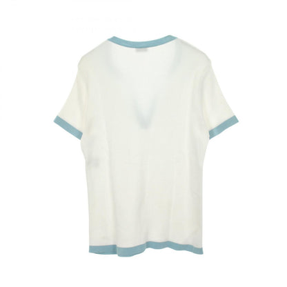 Chanel Knit CC Logo Short Sleeve Cotton Sweater — view 2
