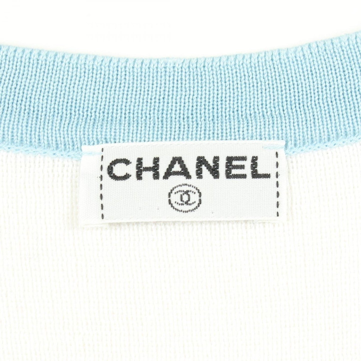 Chanel Knit CC Logo Short Sleeve Cotton Sweater — view 3