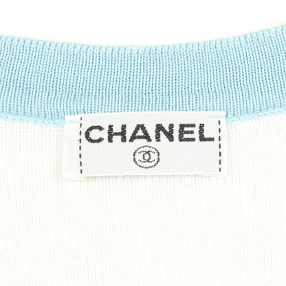 Chanel Knit CC Logo Short Sleeve Cotton Sweater — view 3