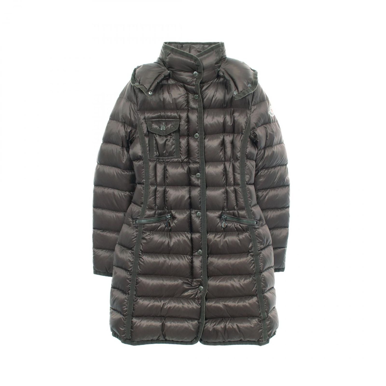Moncler Down Jacket Hermine Dark Green Nylon Coat