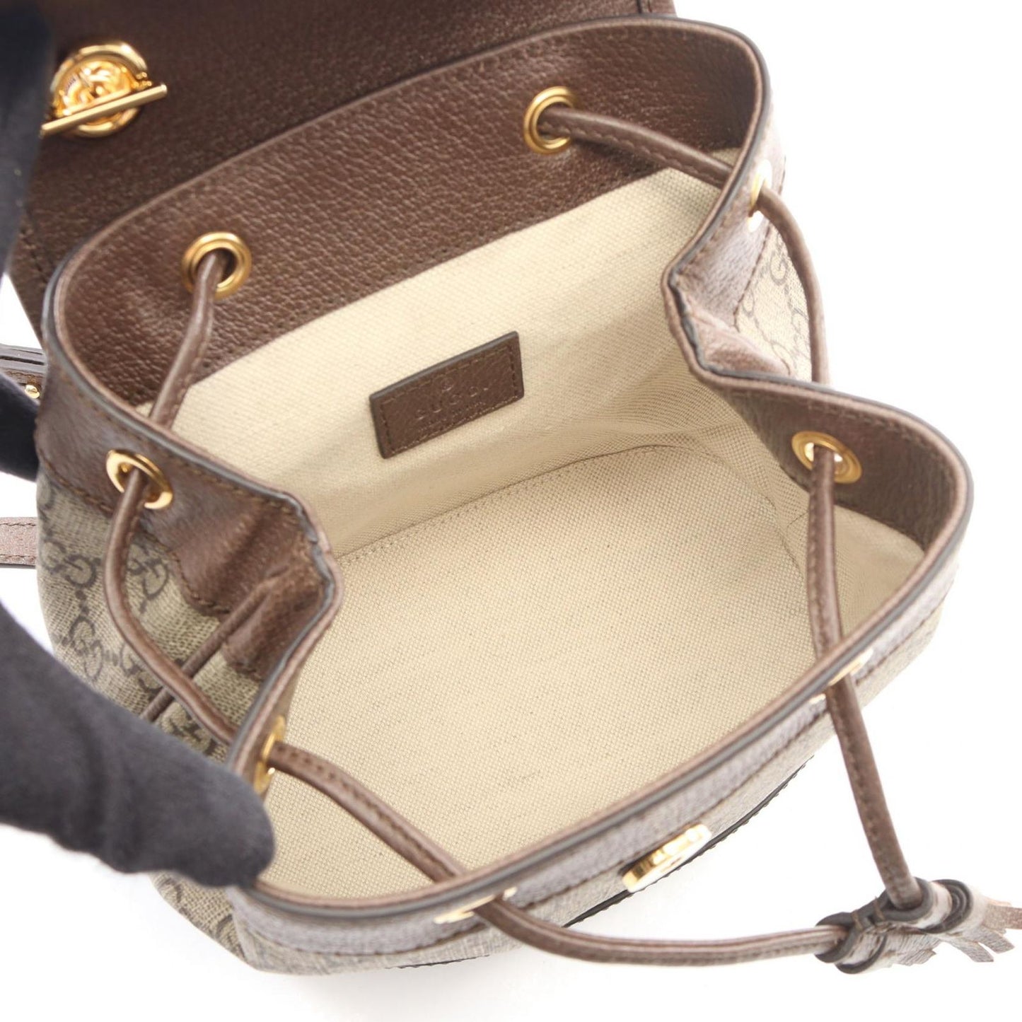 Gucci Backpack Ophidia Mini GG Supreme Beige Brown Canvas Leather — view 3