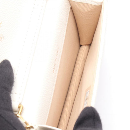 Chanel Shoulder Bag Quilted White Caviar Leather with Chain Card Case — view 3