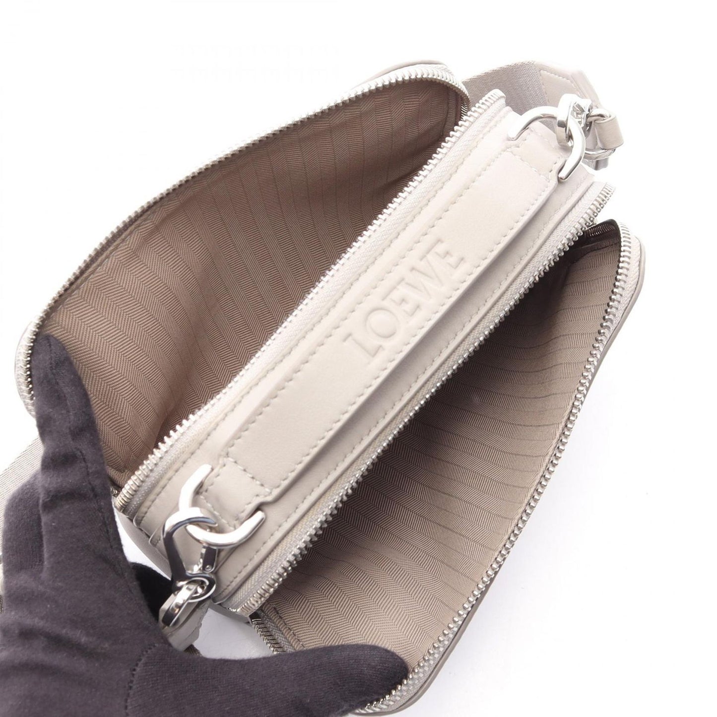 Loewe Crossbody Camera Bag Mini 2-Way Light Gray Leather — view 3