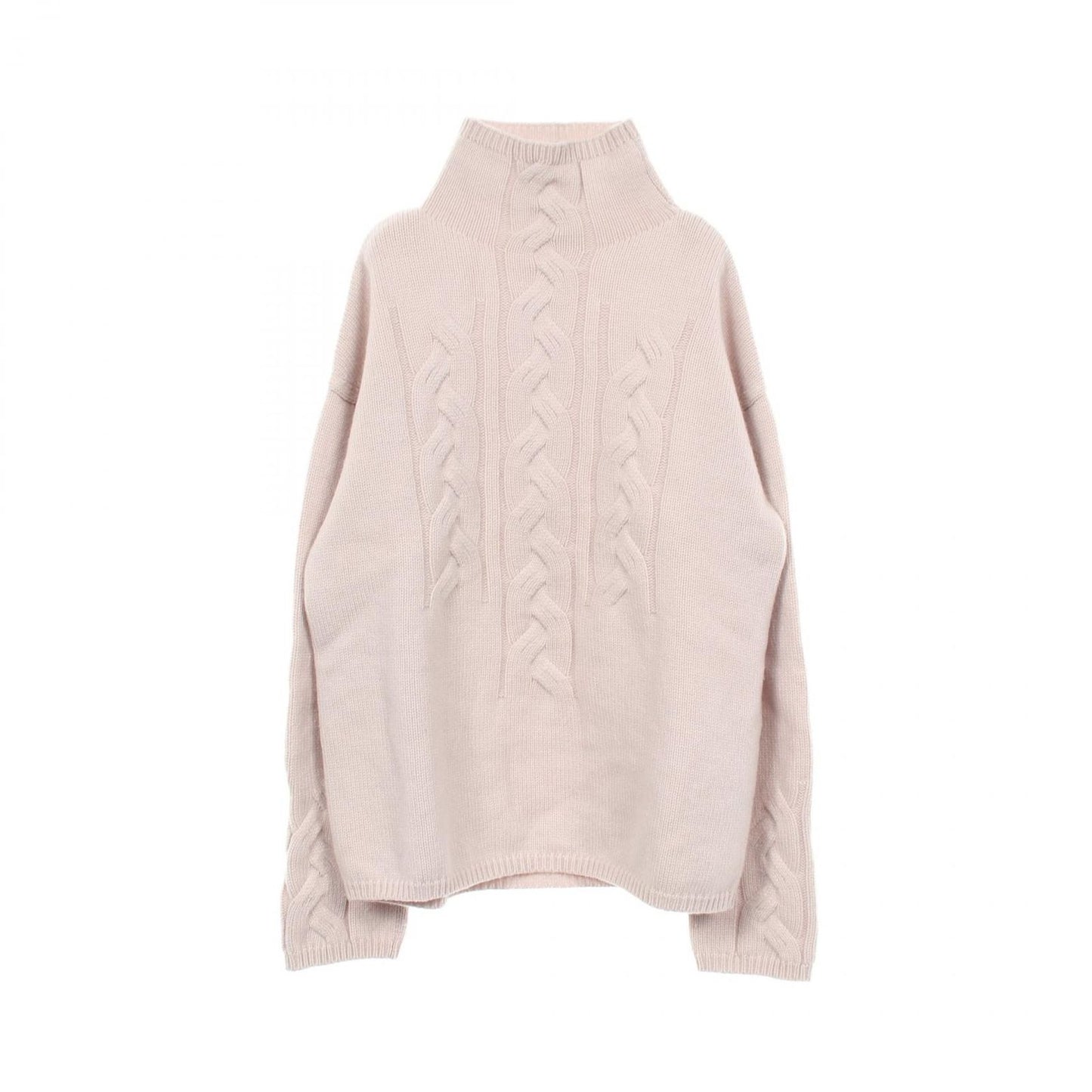 Max Mara S 'S Knit Kriss High Neck Sweater Gray Beige Wool Cashmere