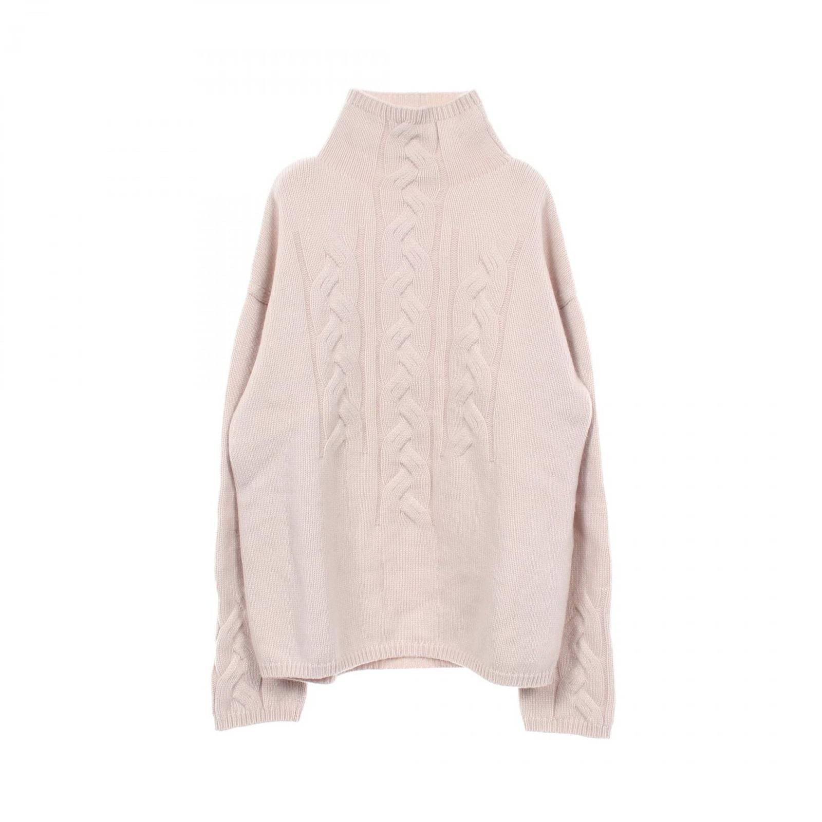 Max Mara S 'S Knit Kriss High Neck Sweater Gray Beige Wool Cashmere