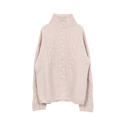 Max Mara S 'S Knit Kriss High Neck Sweater Gray Beige Wool Cashmere