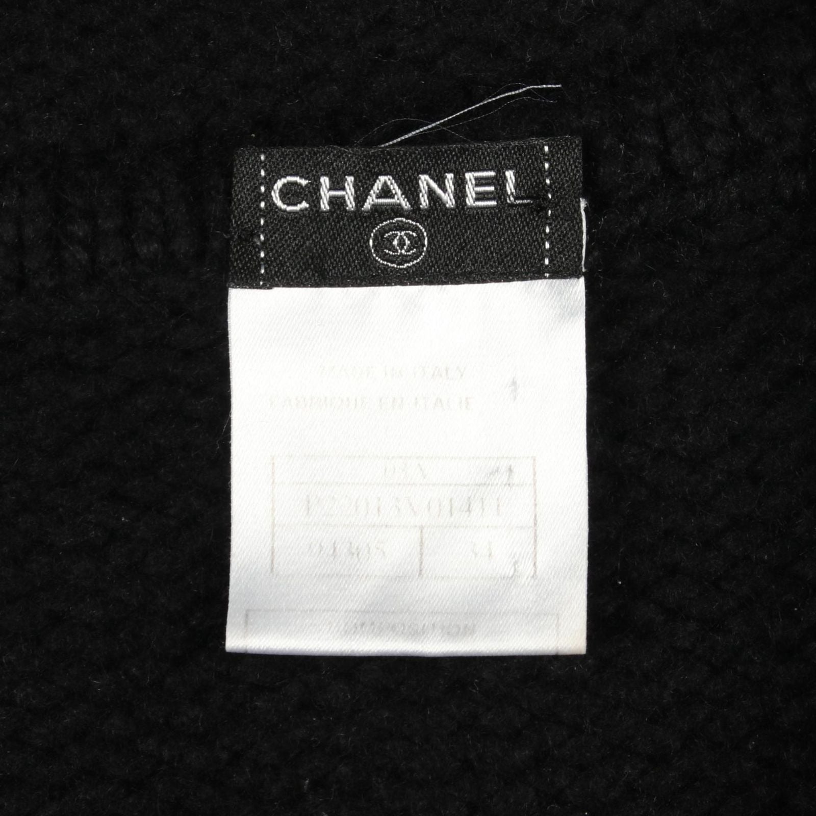Chanel Zip Up Knit Black Cashmere Cardigan — view 3
