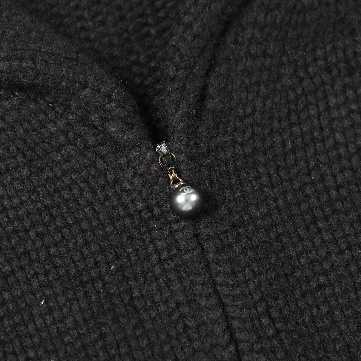 Chanel Zip Up Knit Black Cashmere Cardigan — view 7