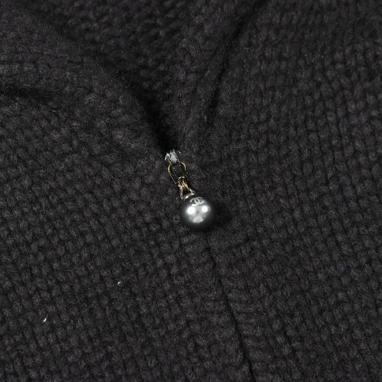 Chanel Zip Up Knit Black Cashmere Cardigan — view 7