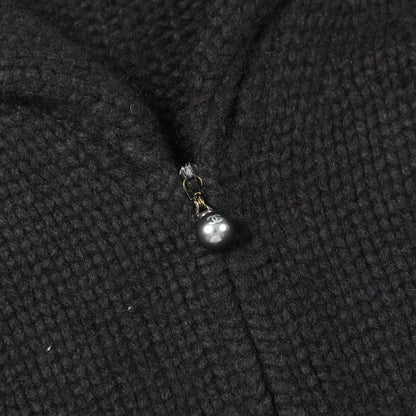 Chanel Zip Up Knit Black Cashmere Cardigan — view 7