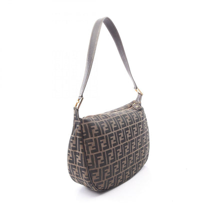 Fendi Shoulder Bag Zucca Bag Black Brown Nylon Leather — view 2