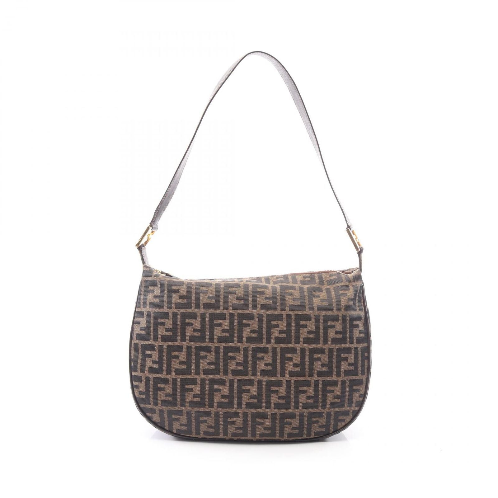 Fendi Shoulder Bag Zucca Bag Black Brown Nylon Leather