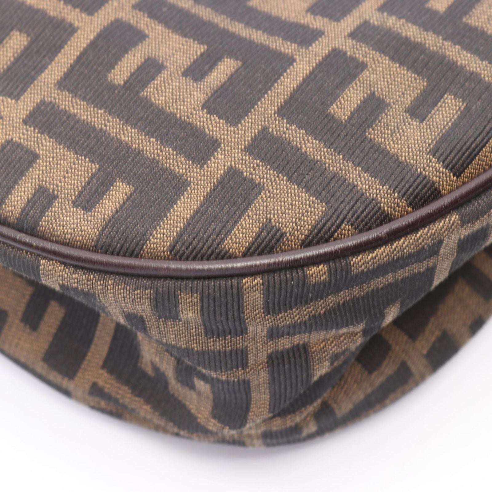 Fendi Shoulder Bag Zucca Bag Black Brown Nylon Leather — view 7