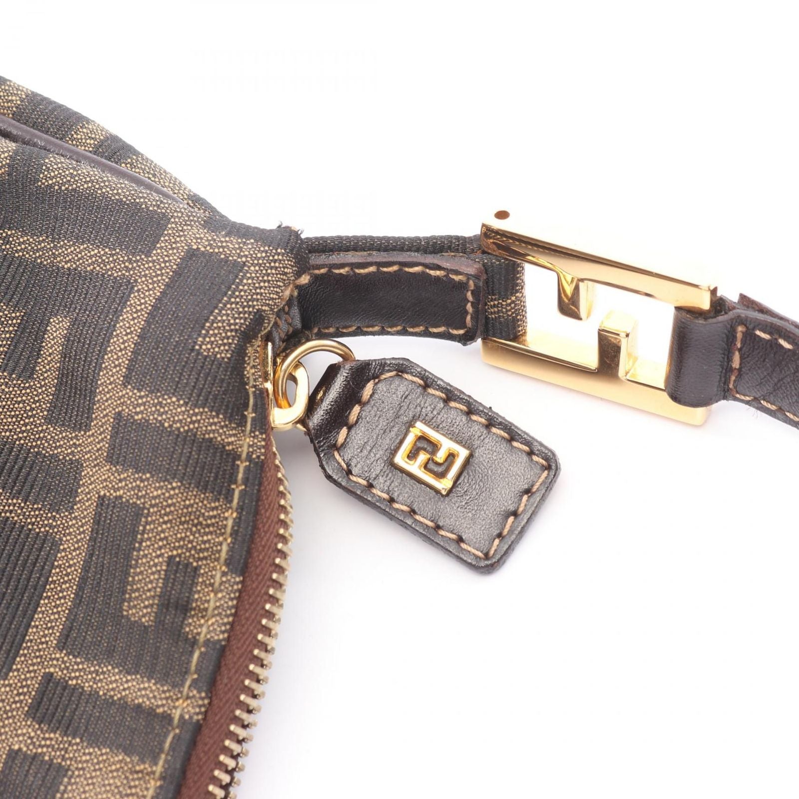 Fendi Shoulder Bag Zucca Bag Black Brown Nylon Leather — view 8