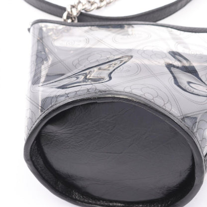 Chanel Shoulder Bag Camellia Clear Black Vinyl Leather CC Logo Chain — view 7