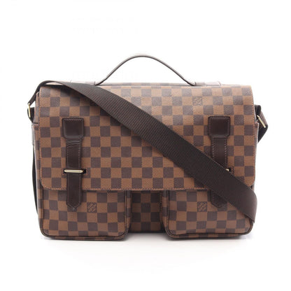 Louis Vuitton Shoulder Bag Broadway Damier Ebene Canvas Leather
