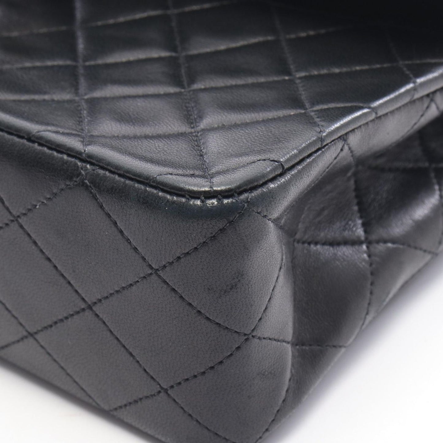 Chanel Shoulder Bag Quilted Double Flap Black Lambskin Chain — view 8