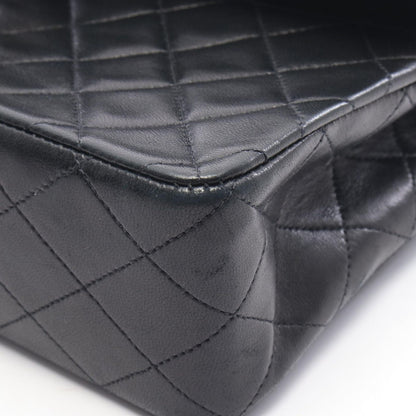 Chanel Shoulder Bag Quilted Double Flap Black Lambskin Chain — view 8