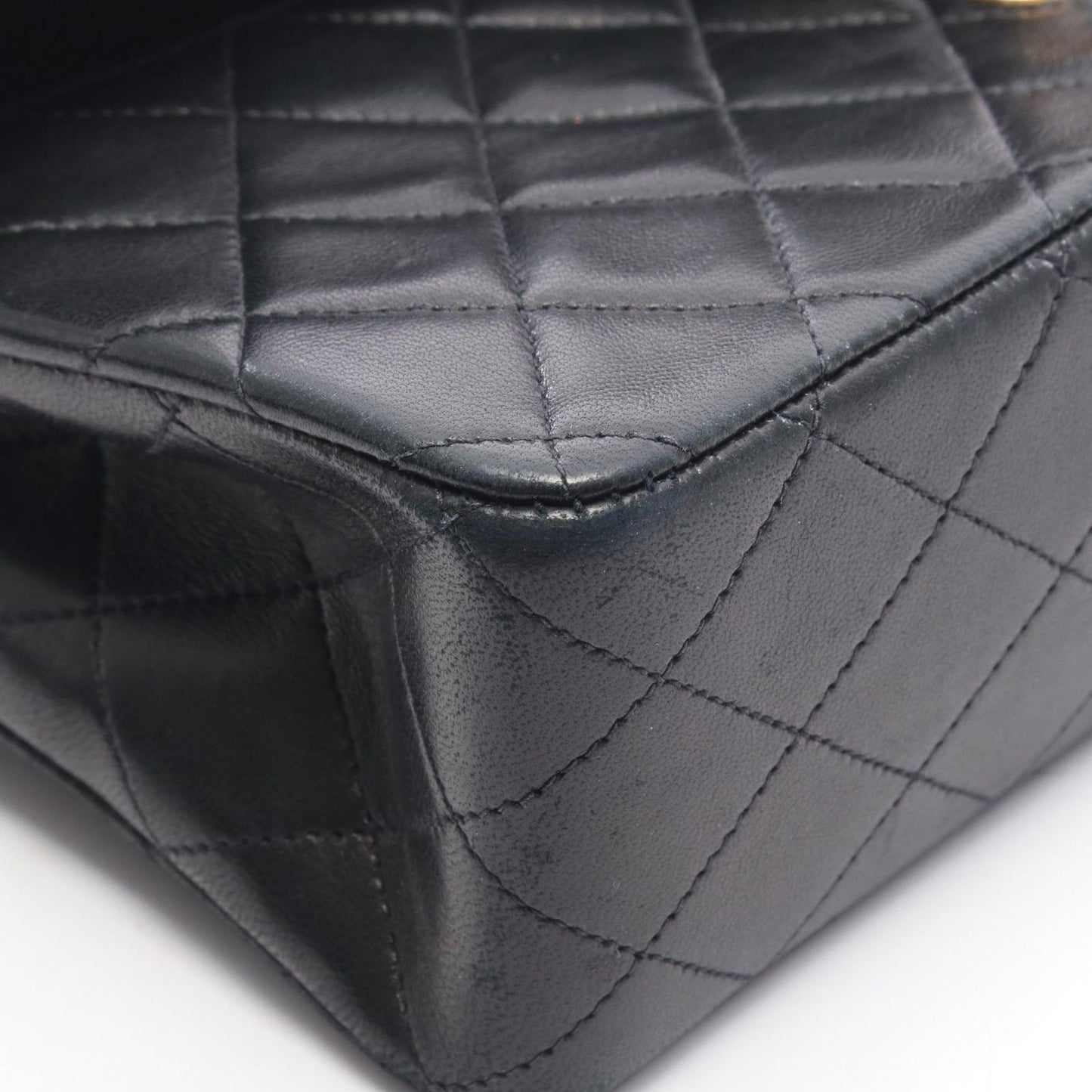 Chanel Shoulder Bag Quilted Double Flap Black Lambskin Chain — view 7
