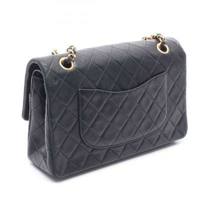Chanel Shoulder Bag Quilted Double Flap Black Lambskin Chain — view 2