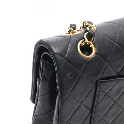 Chanel Shoulder Bag Quilted Double Flap Black Lambskin Chain — view 9