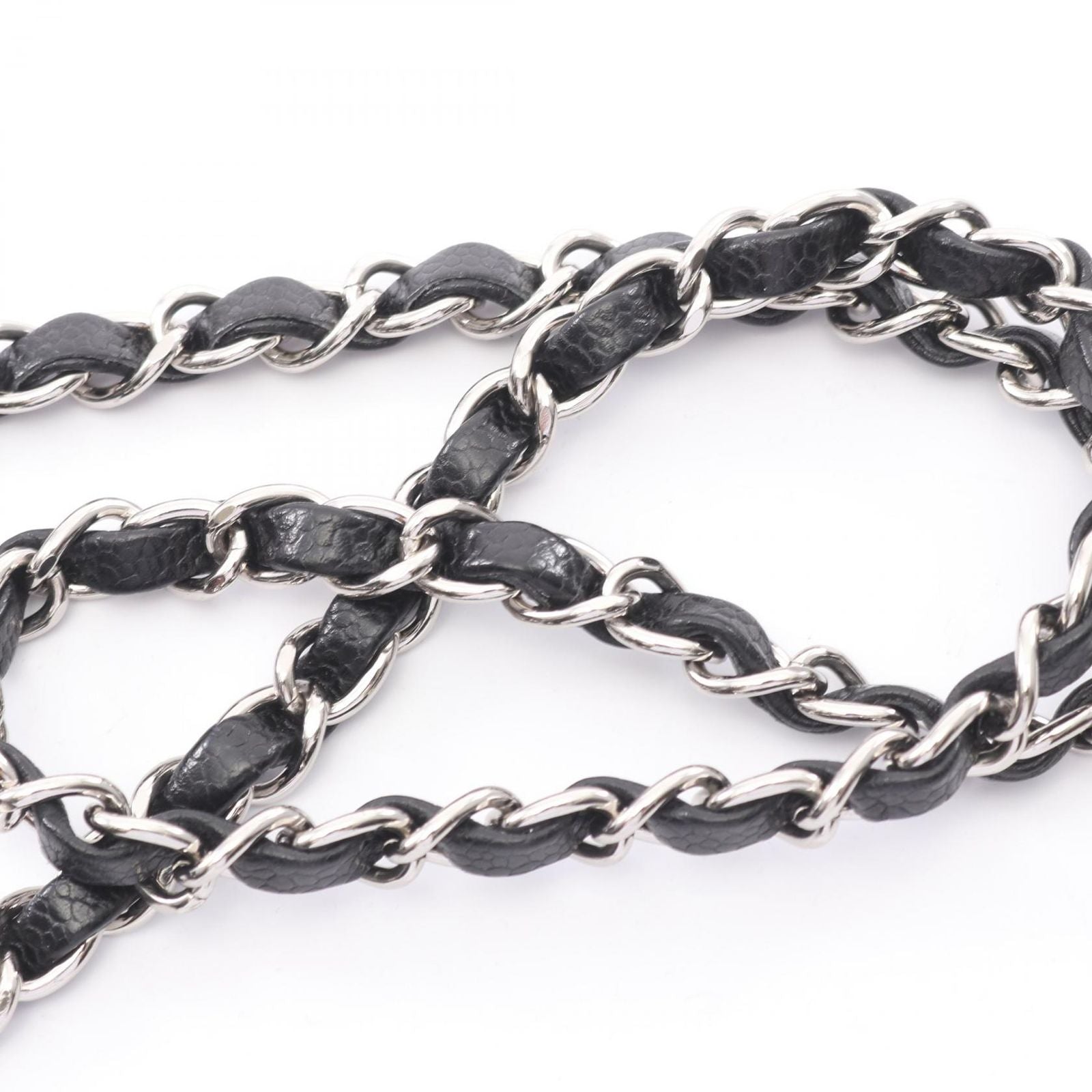Chanel Shoulder Bag Mini Quilted Black Caviar Leather Chain — view 9