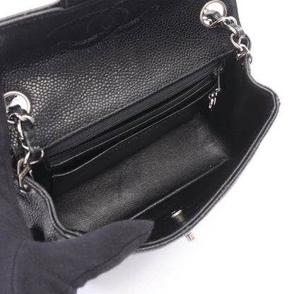 Chanel Shoulder Bag Mini Quilted Black Caviar Leather Chain — view 3