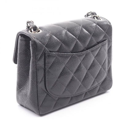 Chanel Shoulder Bag Mini Quilted Black Caviar Leather Chain — view 2