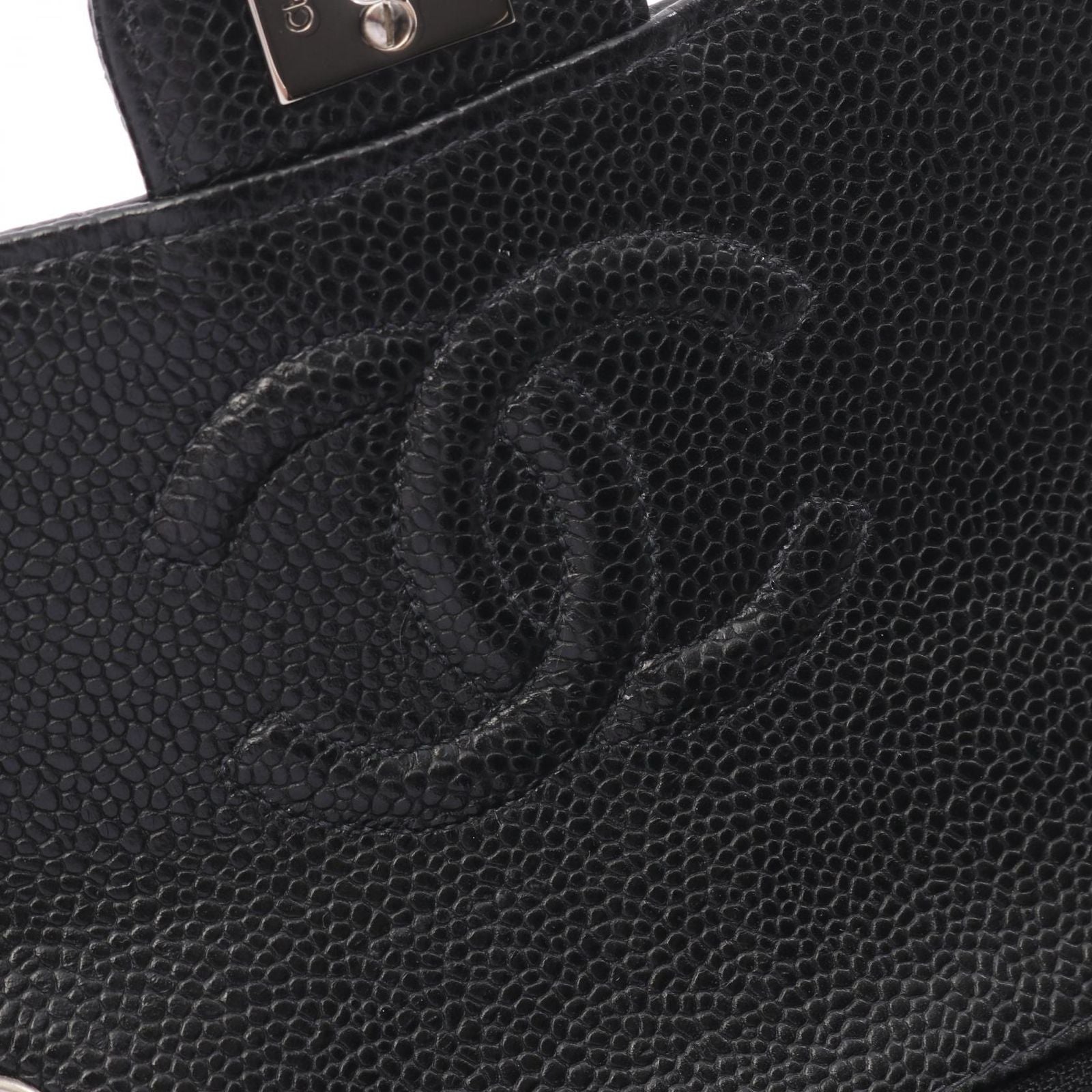 Chanel Shoulder Bag Mini Quilted Black Caviar Leather Chain — view 8