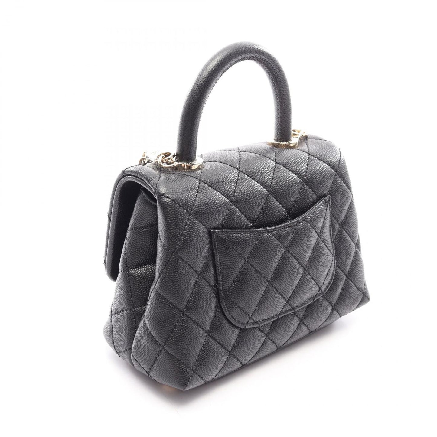 Chanel Handbag Coco Handle Xxs Top 2-Way Black Caviar Leather Quilted Chain — view 2