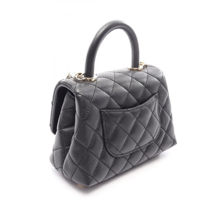 Chanel Handbag Coco Handle Xxs Top 2-Way Black Caviar Leather Quilted Chain — view 2