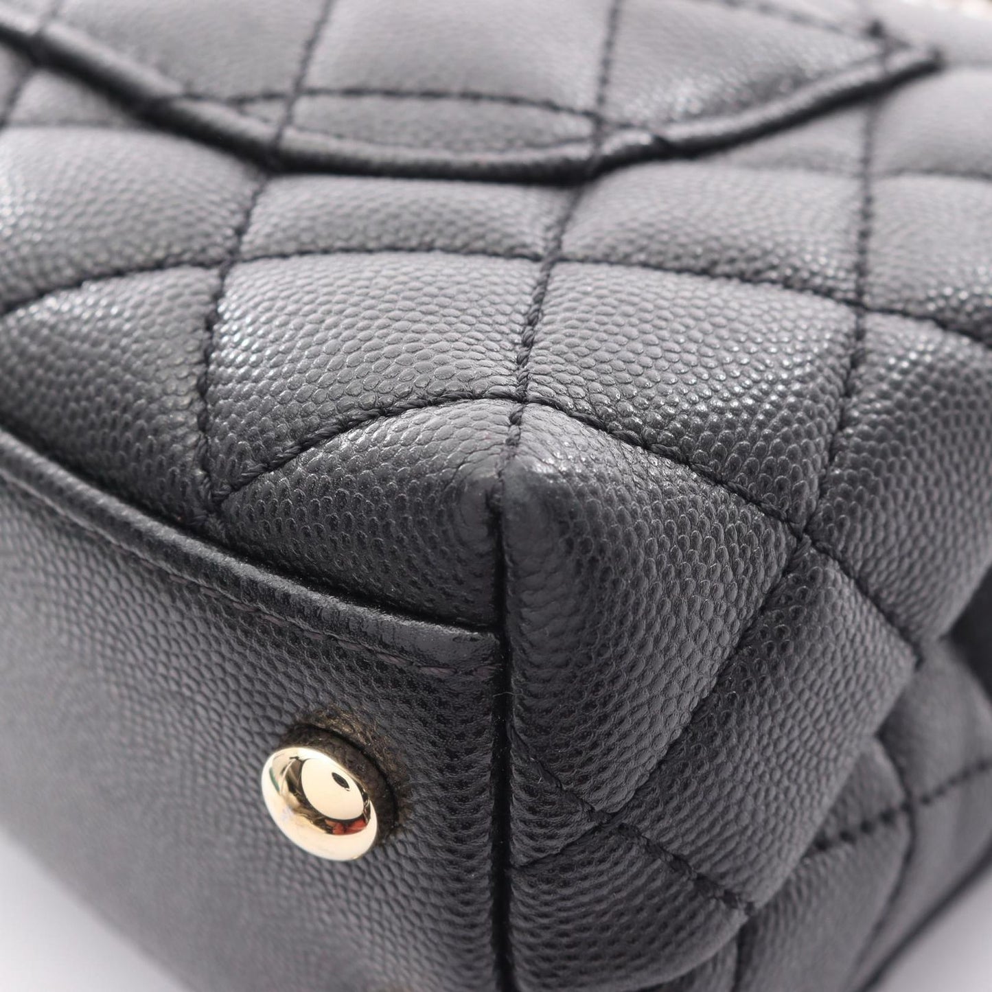 Chanel Handbag Coco Handle Xxs Top 2-Way Black Caviar Leather Quilted Chain — view 9
