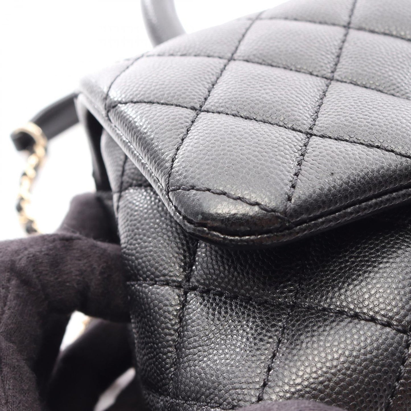 Chanel Handbag Coco Handle Xxs Top 2-Way Black Caviar Leather Quilted Chain — view 7