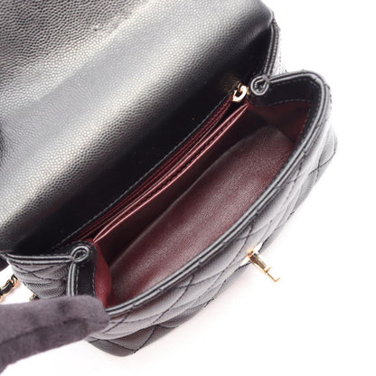 Chanel Handbag Coco Handle Xxs Top 2-Way Black Caviar Leather Quilted Chain — view 3