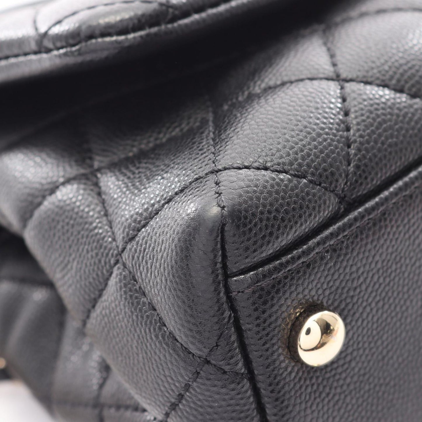 Chanel Handbag Coco Handle Xxs Top 2-Way Black Caviar Leather Quilted Chain — view 8