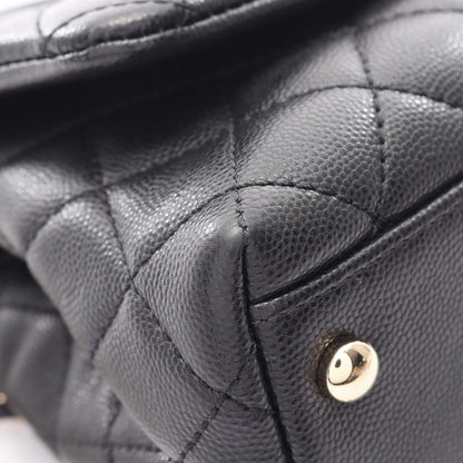 Chanel Handbag Coco Handle Xxs Top 2-Way Black Caviar Leather Quilted Chain — view 8