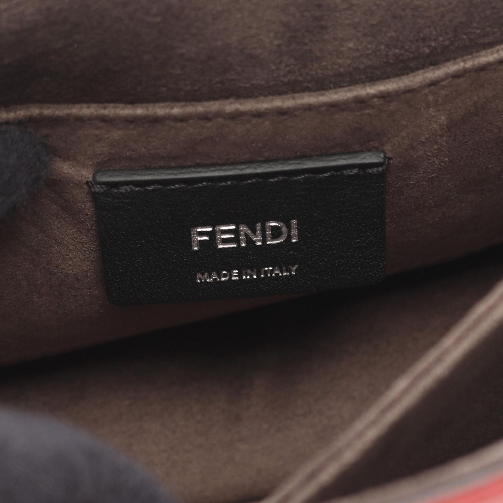 Fendi Shoulder Bag Mini Kan I Orange Brown Leather Mini Canai Studs Chain — view 4