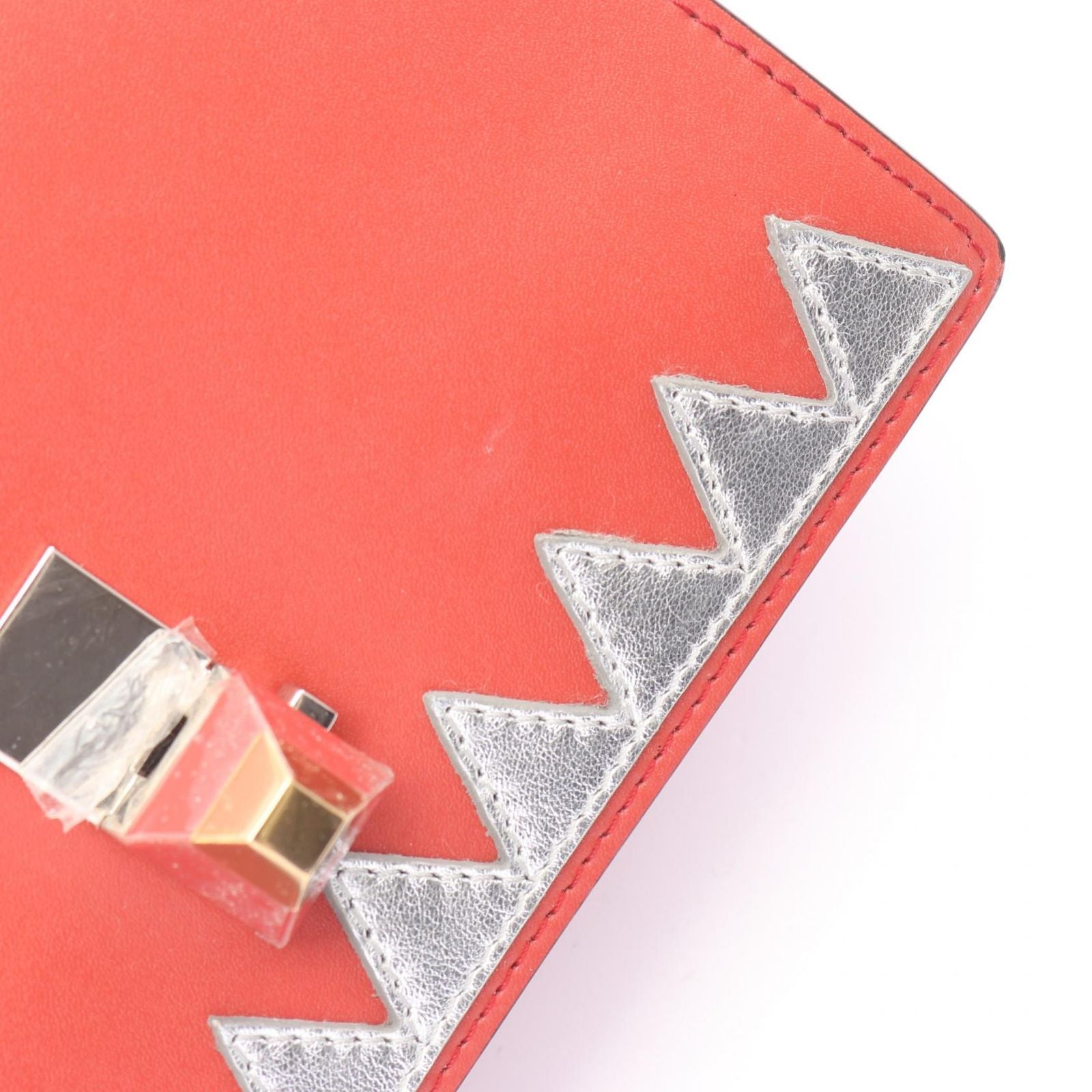Fendi Shoulder Bag Mini Kan I Orange Brown Leather Mini Canai Studs Chain — view 5